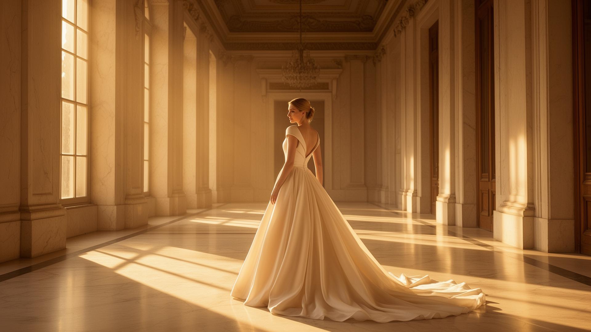 Bride in marble hall